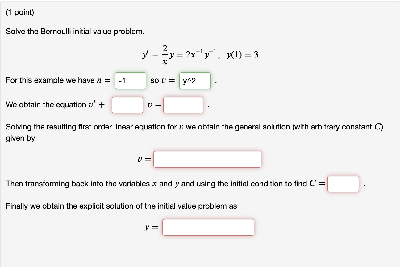 Solved Solve The Bernoulli Initial Value Problem Chegg