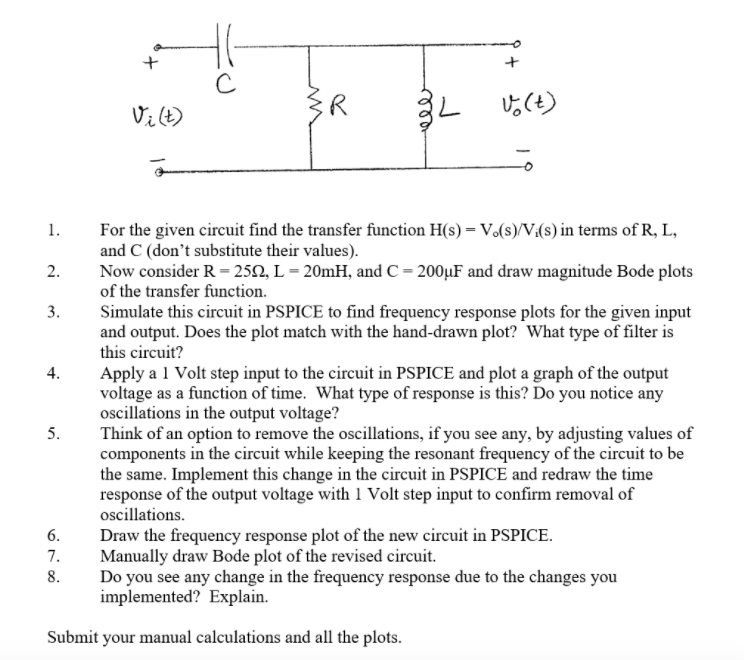 Solved С C Vit R 3L vo t 1 For the given circuit find Chegg