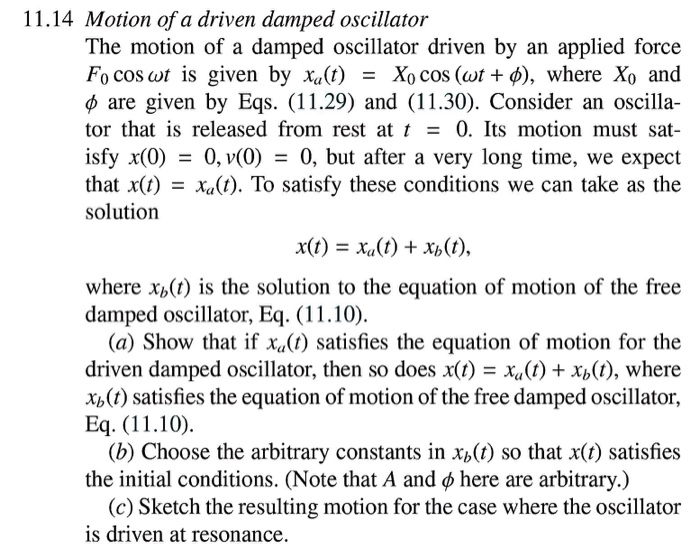 Solved Motion Of A Driven Damped Oscillator The Motion Chegg