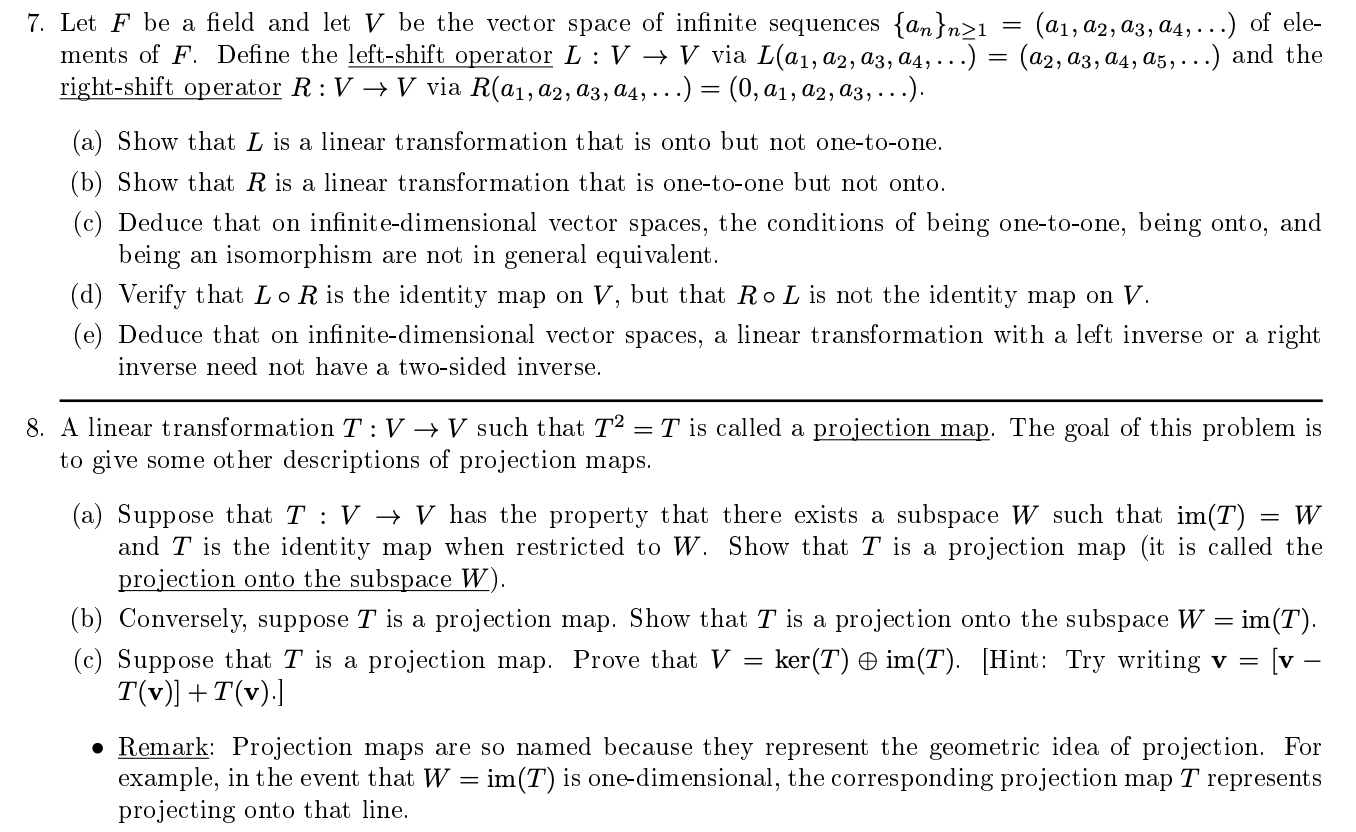 Solved 7 Let F Be A Field And Let V Be The Vector Space Of Chegg