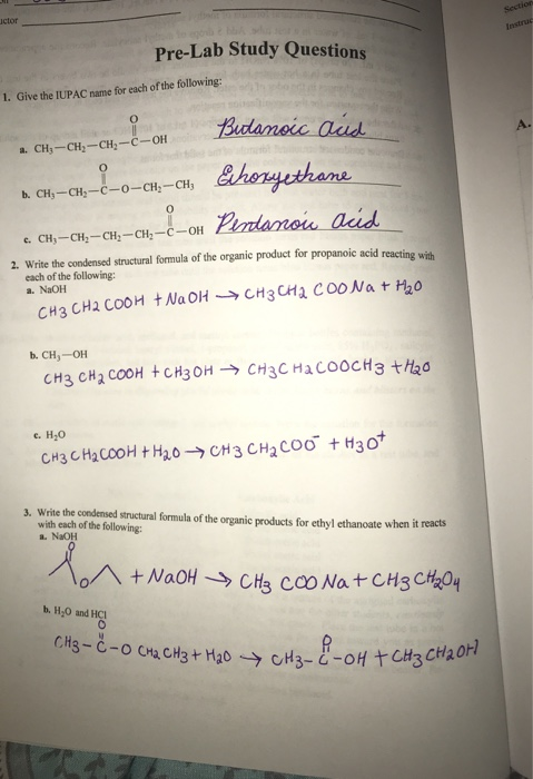 Solved Pre Lab Study Question Give The Iupac Name For Chegg