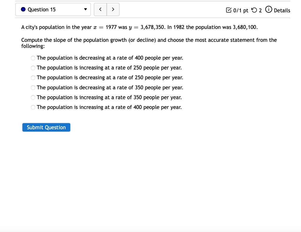 Solved A City S Population In The Year X Was Chegg