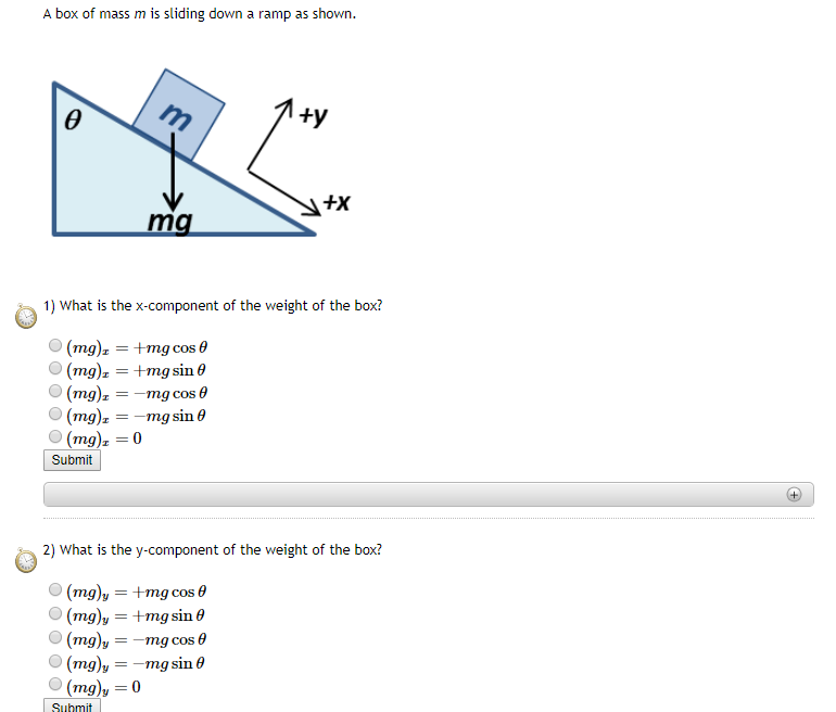 Solved A Box Of Mass M Is Sliding Down A Ramp As Shown X Chegg