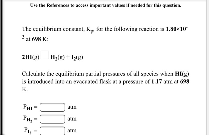 Solved The Equilibrium Constant Kp For The Following Chegg