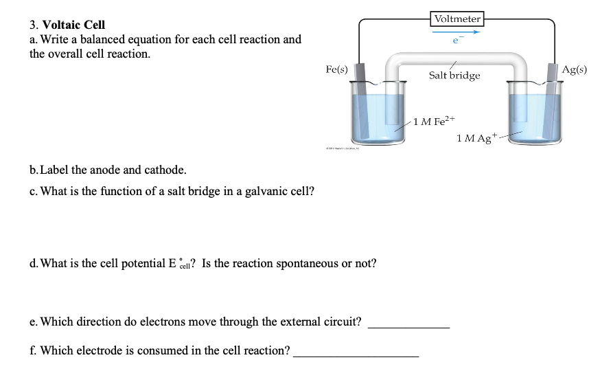 Solved Voltmeter 3 Voltaic Cell A Write A Balanced Chegg