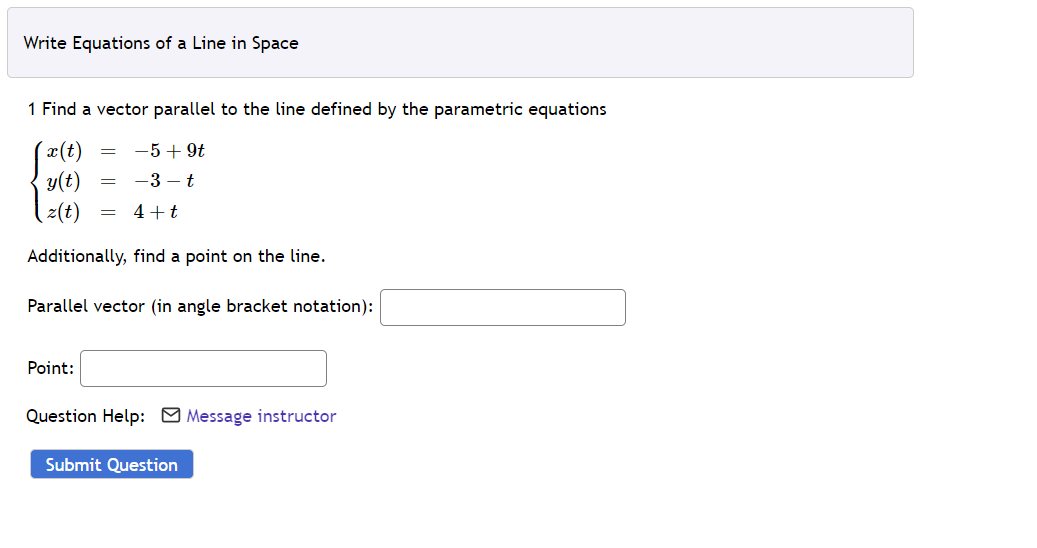 Solved Write Equations Of A Line In Space Find A Vector Chegg