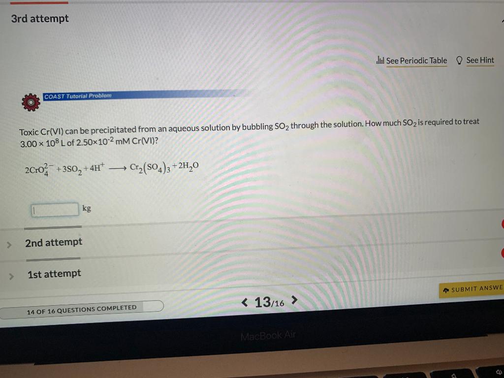 Solved Toxic Cr VI Can Be Precipitated From An Aqueous Chegg