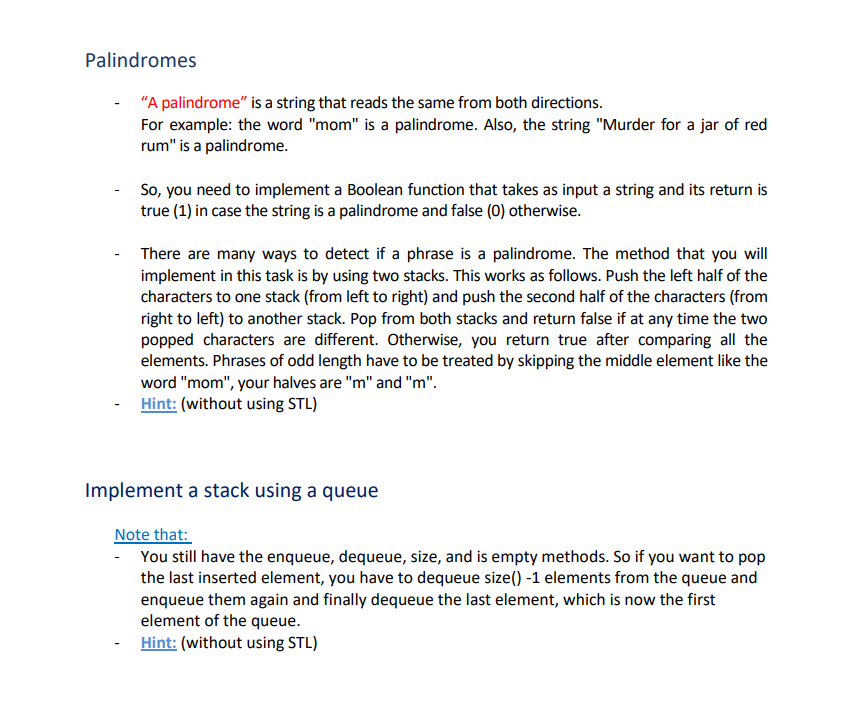 Solved Requirements Implement A Stack Using A Singly Chegg