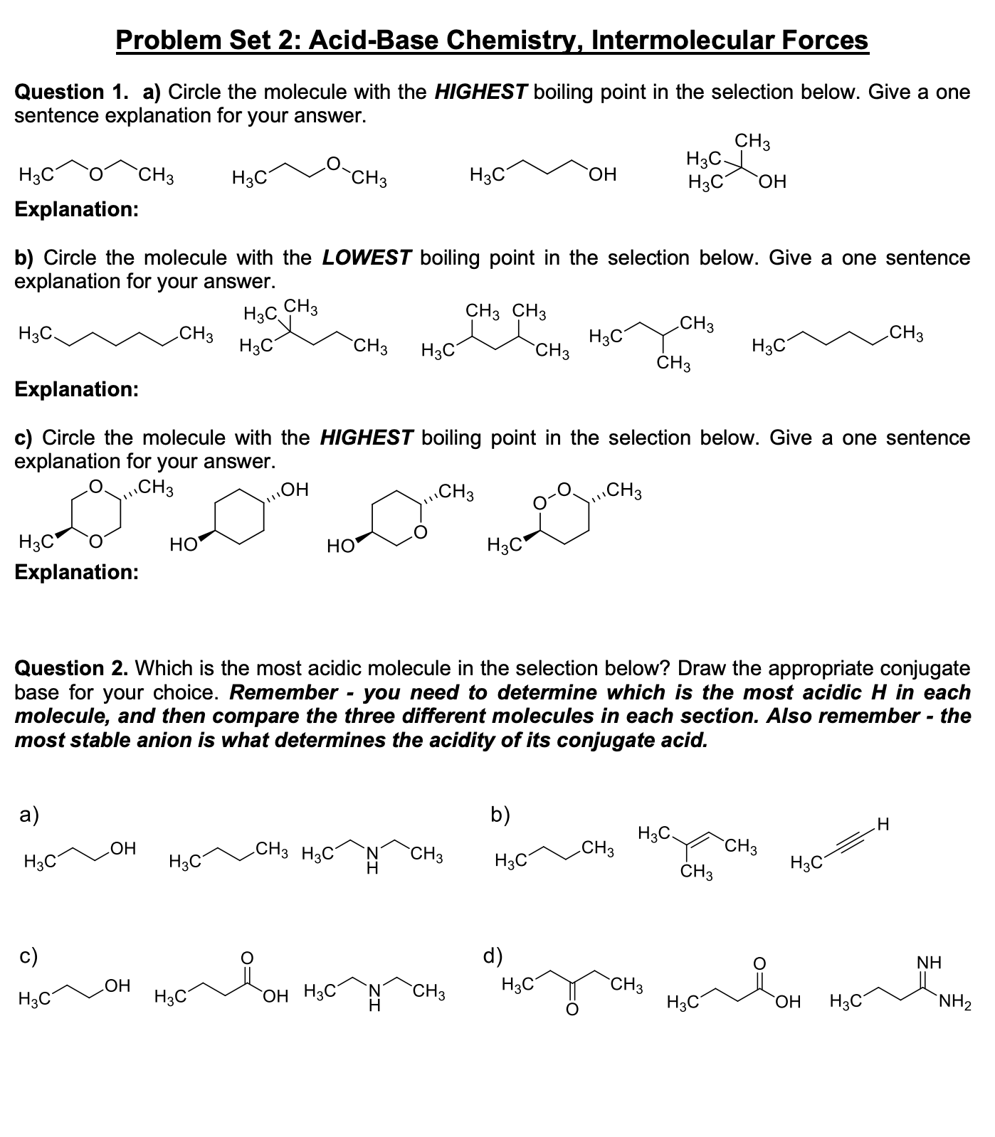 Solved Problem Set Acid Base Chemistry Intermolecular Chegg