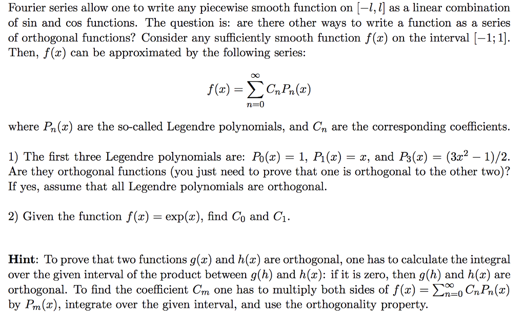 Solved Fourier Series Allow One To Write Any Piecewise Chegg