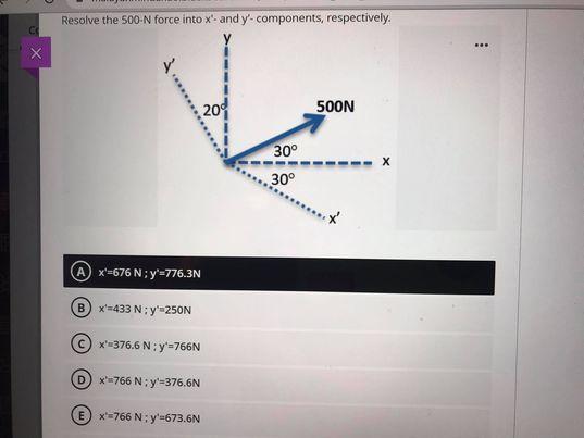 Solved Resolve The 500 N Force Into X And Y Components Chegg