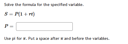 Solved Solve The Formula For The Specified Variable Chegg