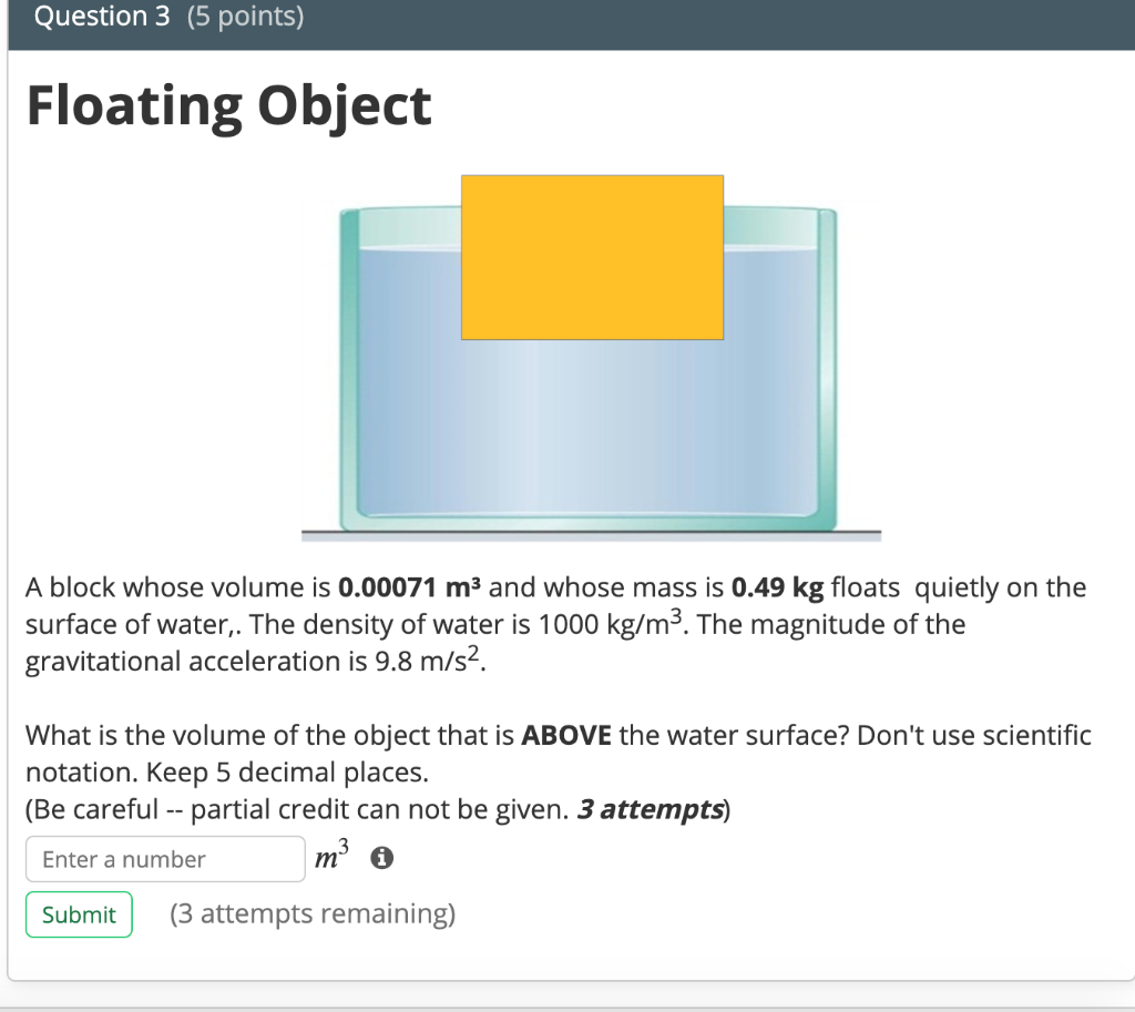 Solved Question Points Floating Object A Block Whose Chegg