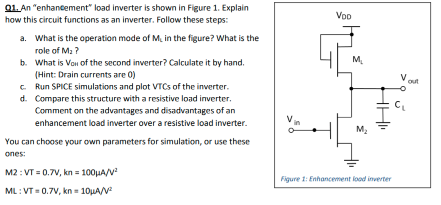 Solved VOD M Q1 An Enhancement Load Inverter Is Shown In Chegg