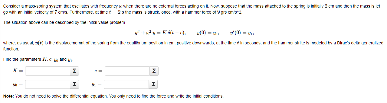 Consider A Mass Spring System That Oscillates With Chegg