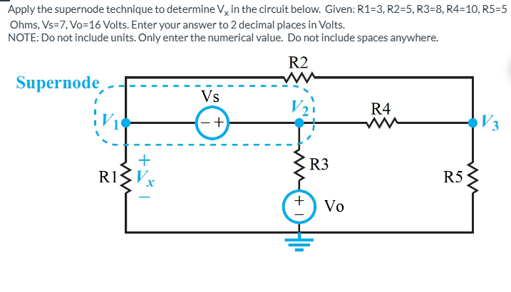 Solved Apply The Supernode Technique To Determine Vx In The Chegg