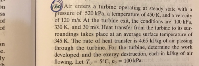 Solved 60 Air Enters A Turbine Operating At Steady State Chegg