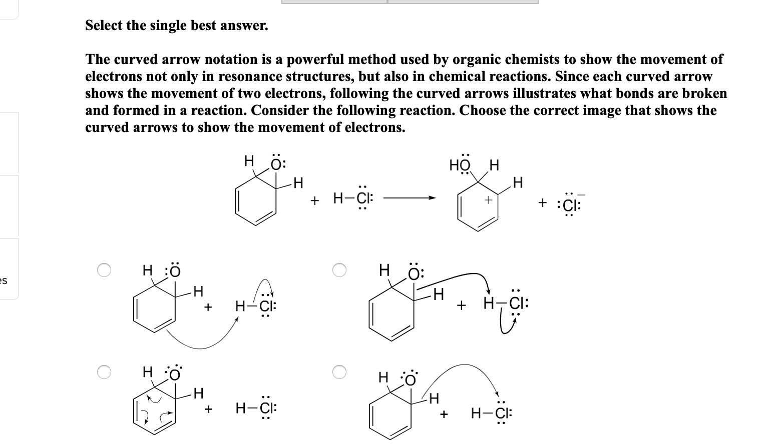 Solved Select The Single Best Answer The Curved Arrow Chegg