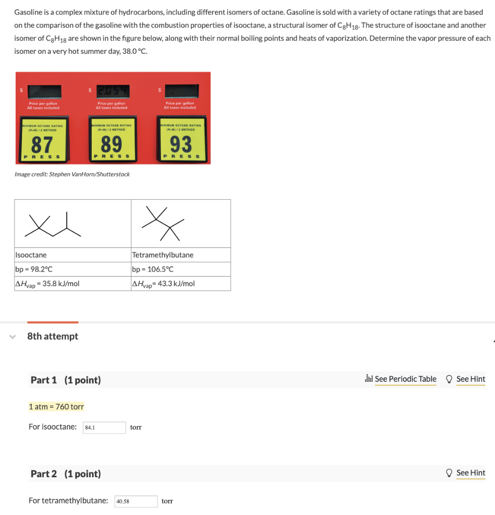 Solved Gasoline Is A Complex Mixture Of Hydrocarbons Chegg