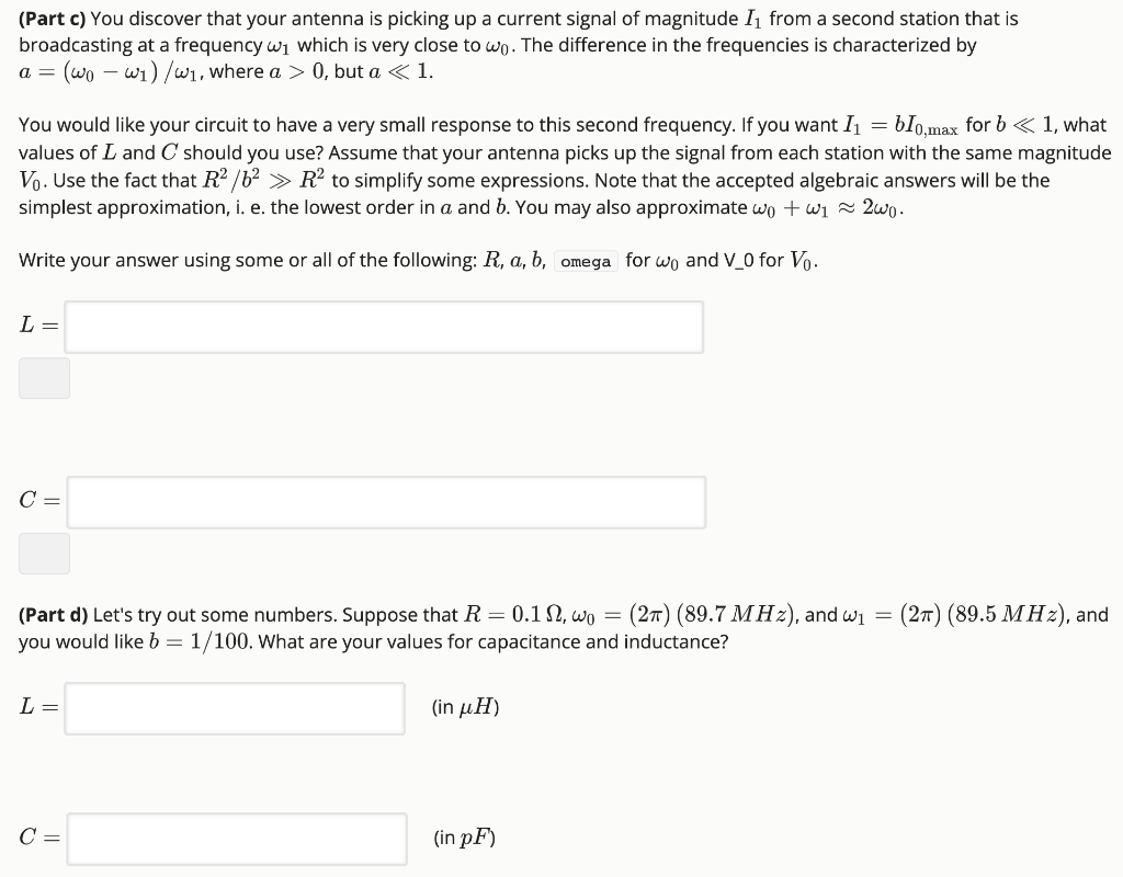 Solved Tuning A Driven RLC Circuit O Points Possible Chegg