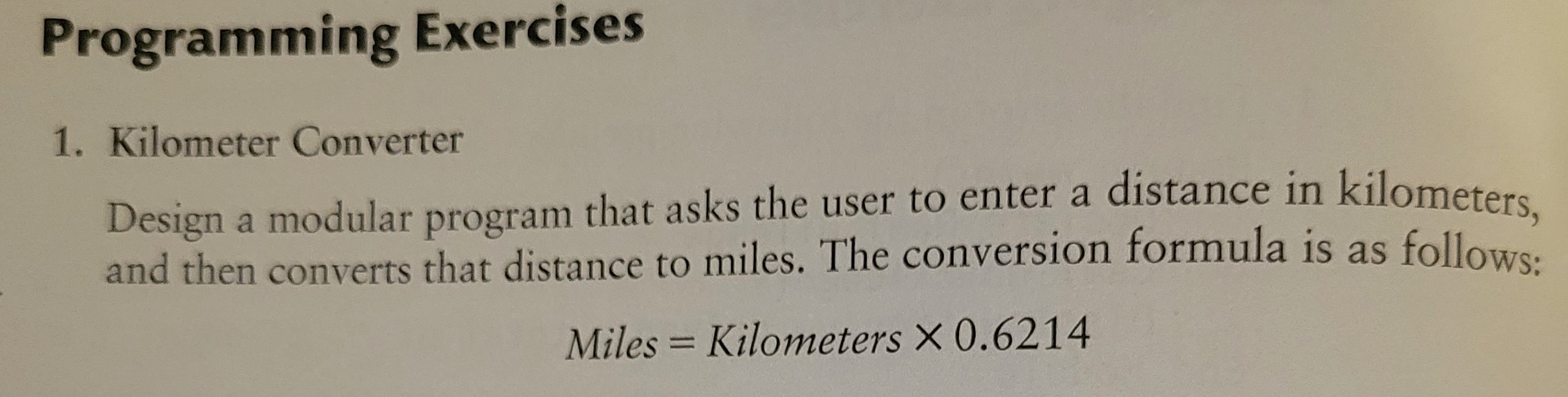 Solved 1 Kilometer Converter Design A Modular Program That Chegg