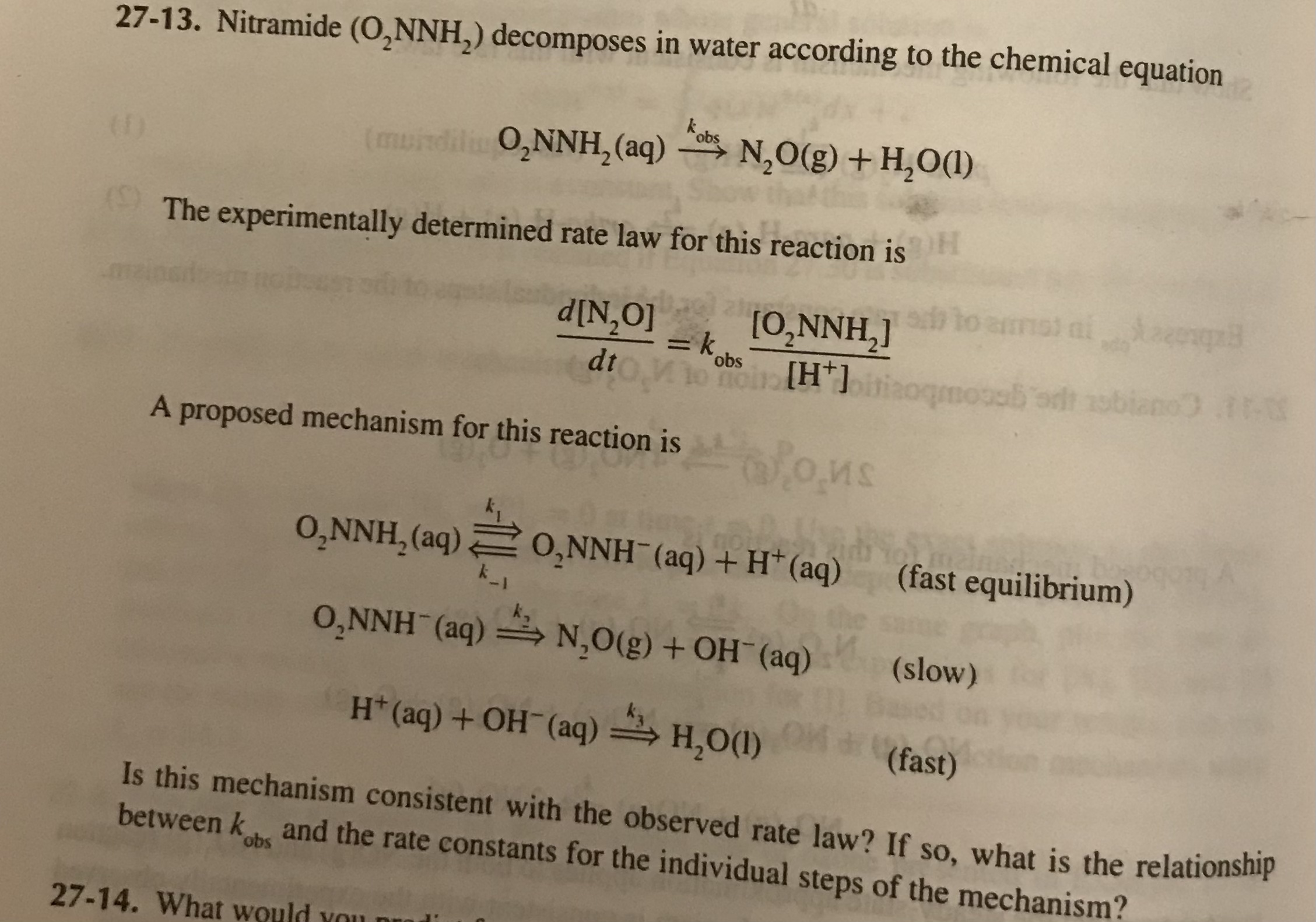 Solved Nitramide O Nnh Decomposes In Water Chegg