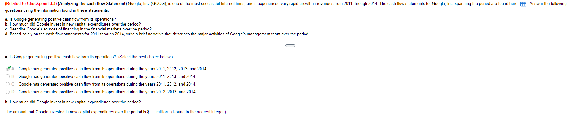 Solved Related To Checkpoint 3 3 Analyzing The Cash Flow Chegg