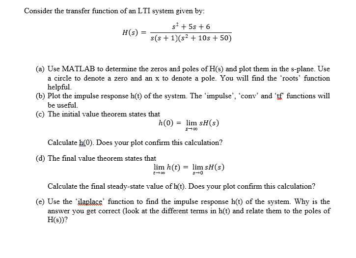 Solved Consider The Transfer Function Of An Lti System Given Chegg