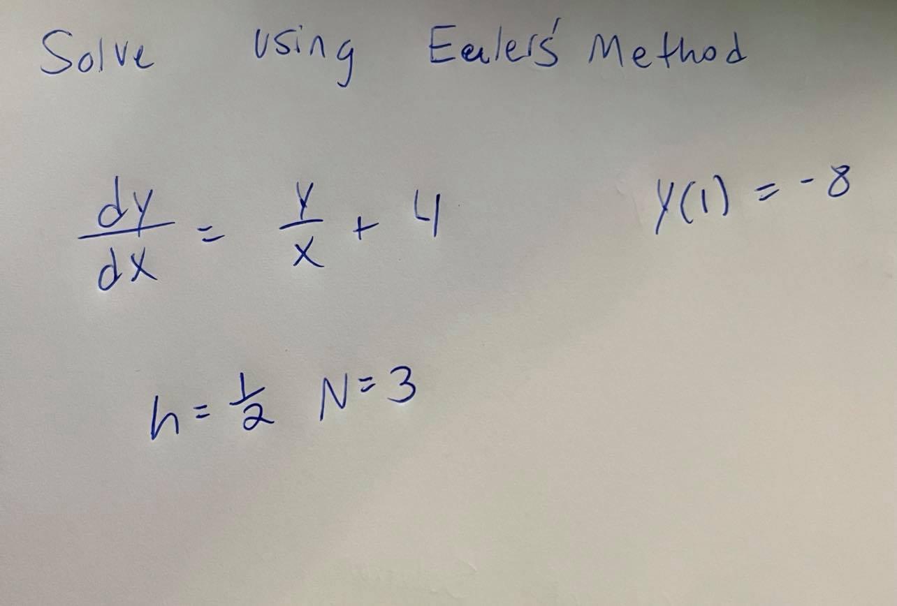 Solved Solve using Eulers Method dy 4 Y 1 8 dx h ž N 3 Chegg