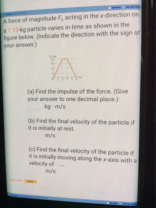 Solved A Force Of Magnitude Fx Acting In The X Direction On Chegg