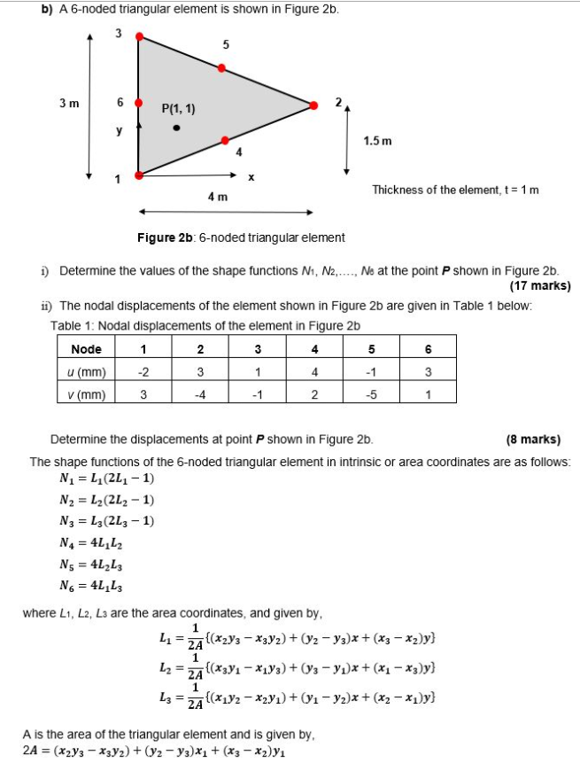 Solved B A Noded Triangular Element Is Shown In Figure Chegg