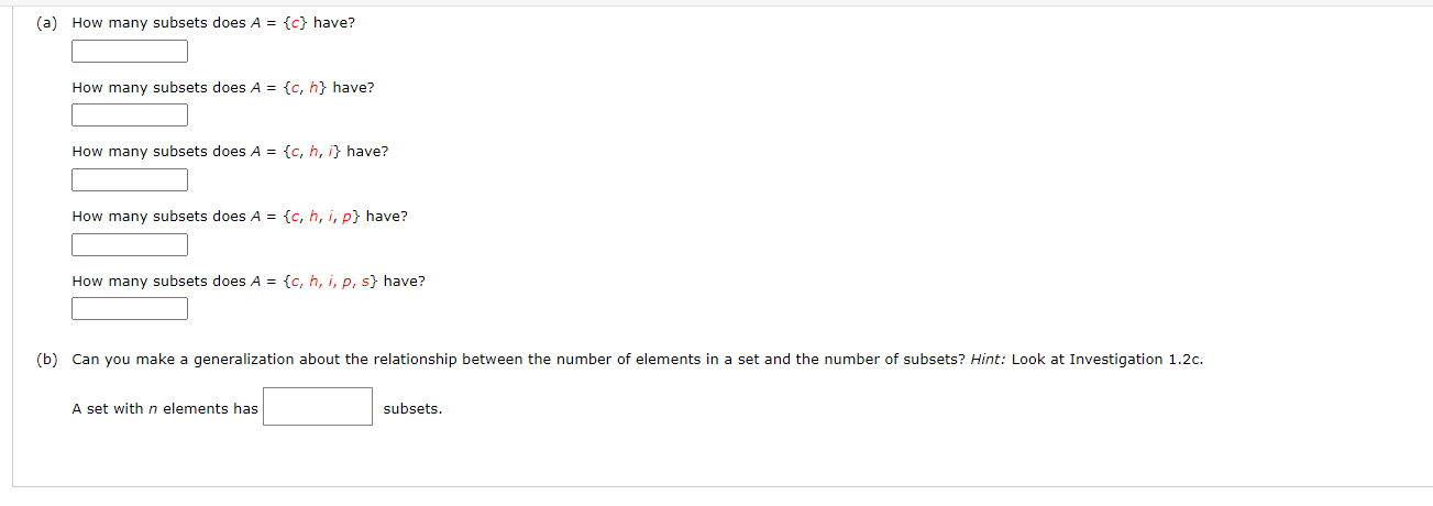 Solved A How Many Subsets Does A C Have How Many Chegg