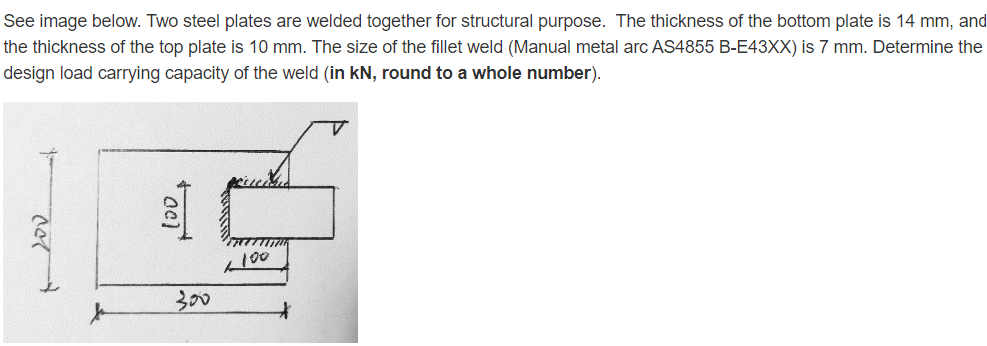 Solved See Image Below Two Steel Plates Are Welded Together Chegg