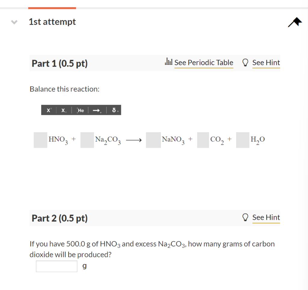 Solved Balance This Reaction Hno Na Co Nano Co H O Part Chegg