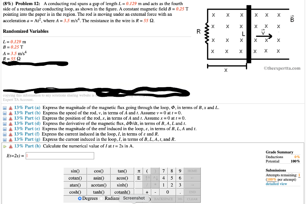 Solved Problem A Conducting Rod Spans A Gap Of Chegg