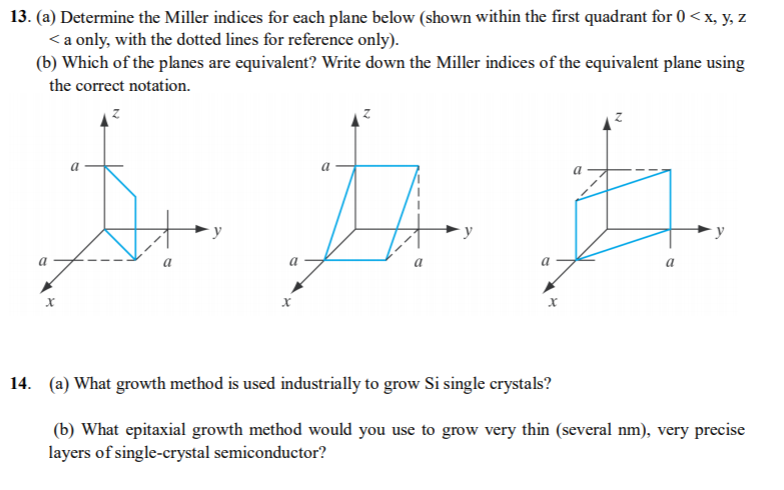 Solved 13 A Determine The Miller Indices For Each Plane Chegg