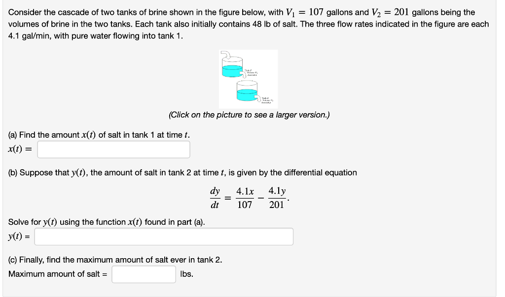 Solved Consider The Cascade Of Two Tanks Of Brine Shown In Chegg