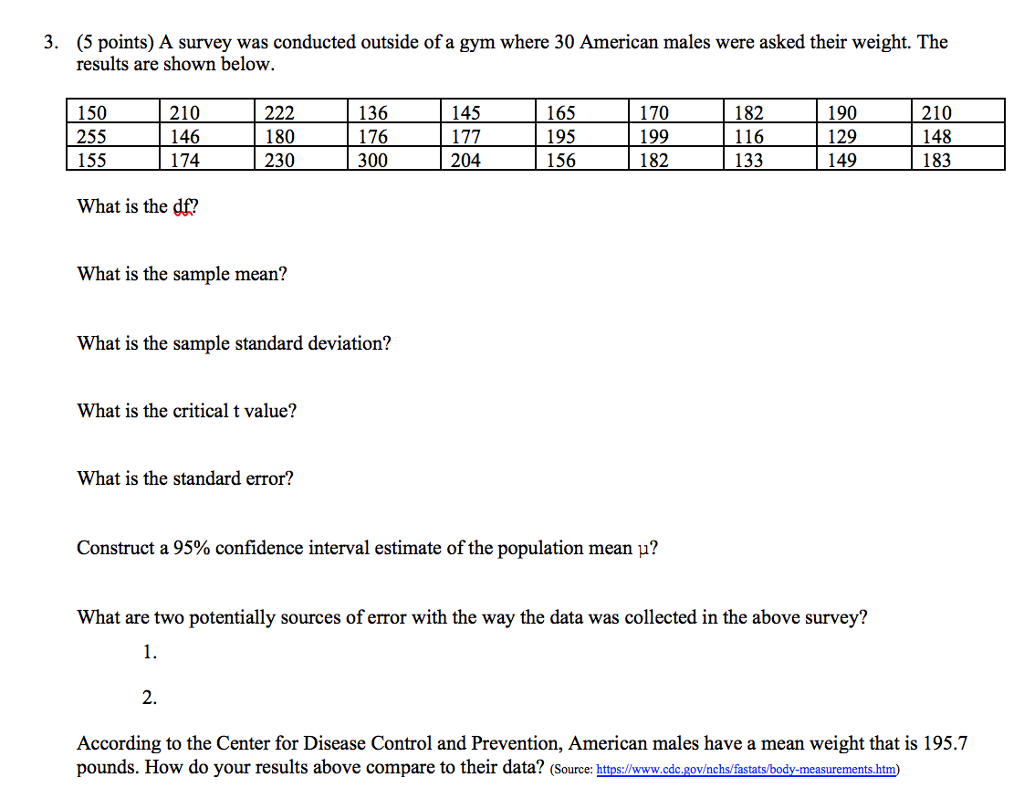 Solved 5 Points A Survey Was Conducted Outside Of A Gym Chegg