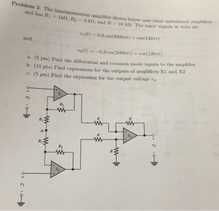 Solved Problem The And Has Instrumentation Amplifier Chegg