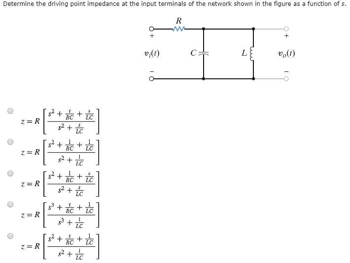 Solved Determine The Driving Point Impedance At The Input Chegg