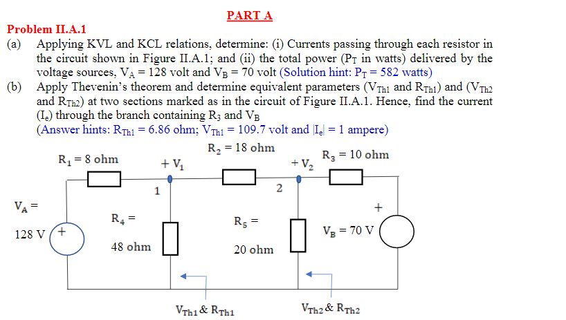 Solved Part A Problem Ii A A Applying Kvl And Kcl Chegg