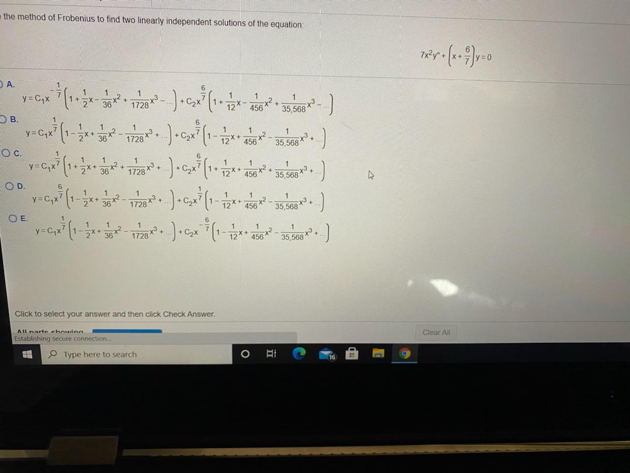 Solved The Method Of Frobenius To Find Two Linearly Chegg