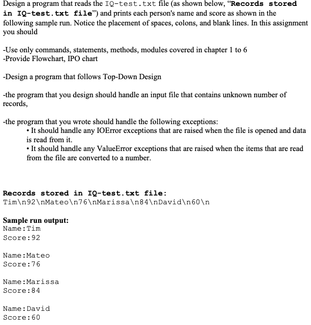 Solved Design A Program That Reads The IQ Test Txt File As Chegg