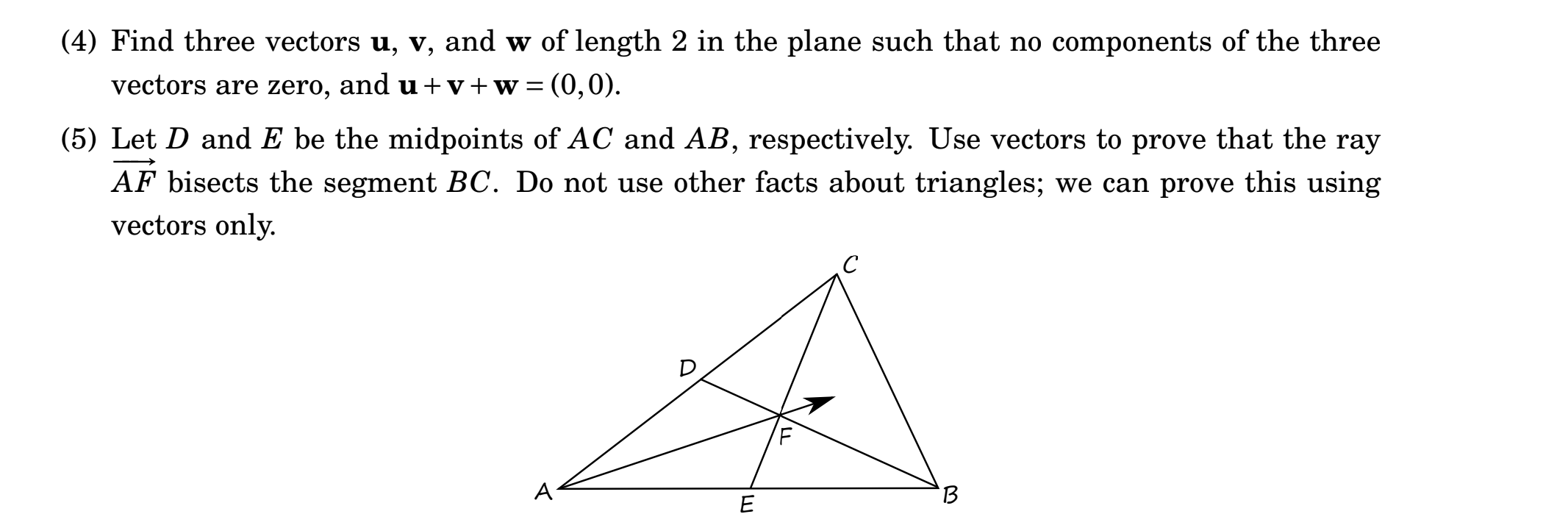 Solved Find Three Vectors U V And W Of Length In The Chegg