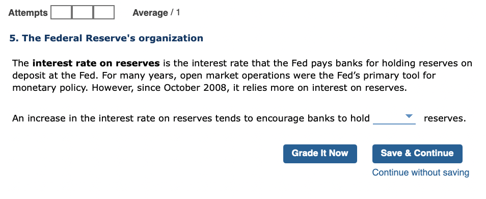 Solved 5 The Federal Reserve S Organization The Interest Chegg