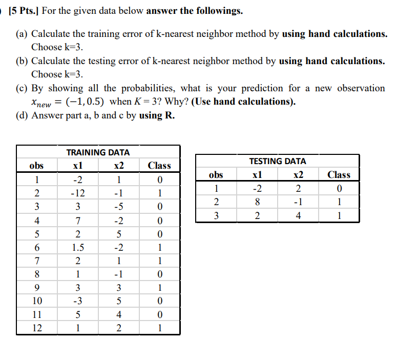 Solved Pts For The Given Data Below Answer The Chegg