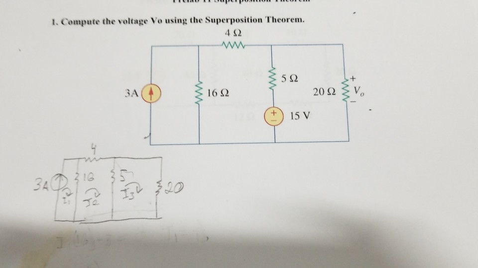 Solved 1 Compute The Voltage Vo Using The Superposition Chegg