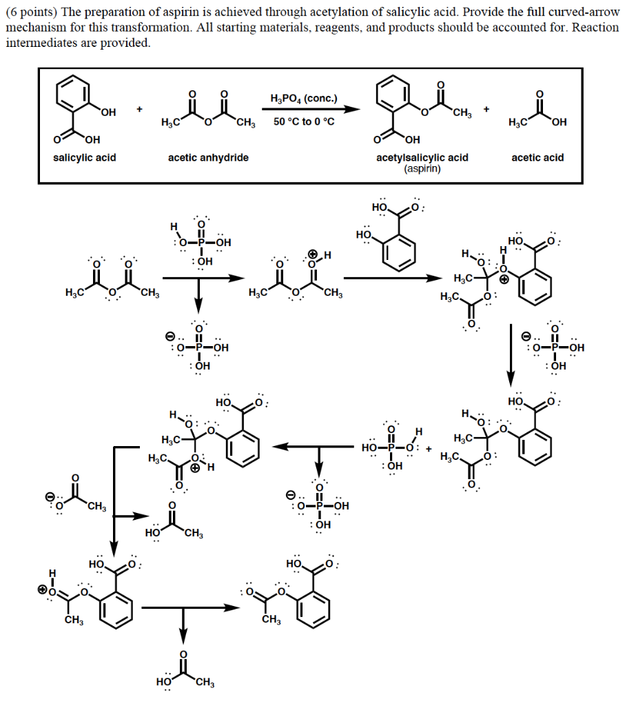 Solved 6 Points The Preparation Of Aspirin Is Achieved Chegg