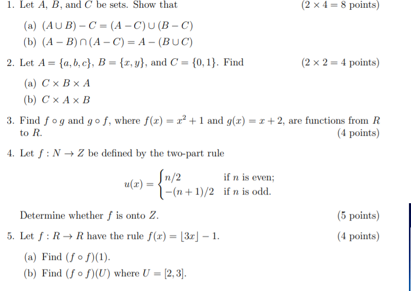 Solved 1 Let A B And C Be Sets Show That 2 X 4 8 Chegg