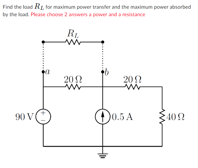 Solved Find The Load RL For Maximum Power Transfer And The Chegg